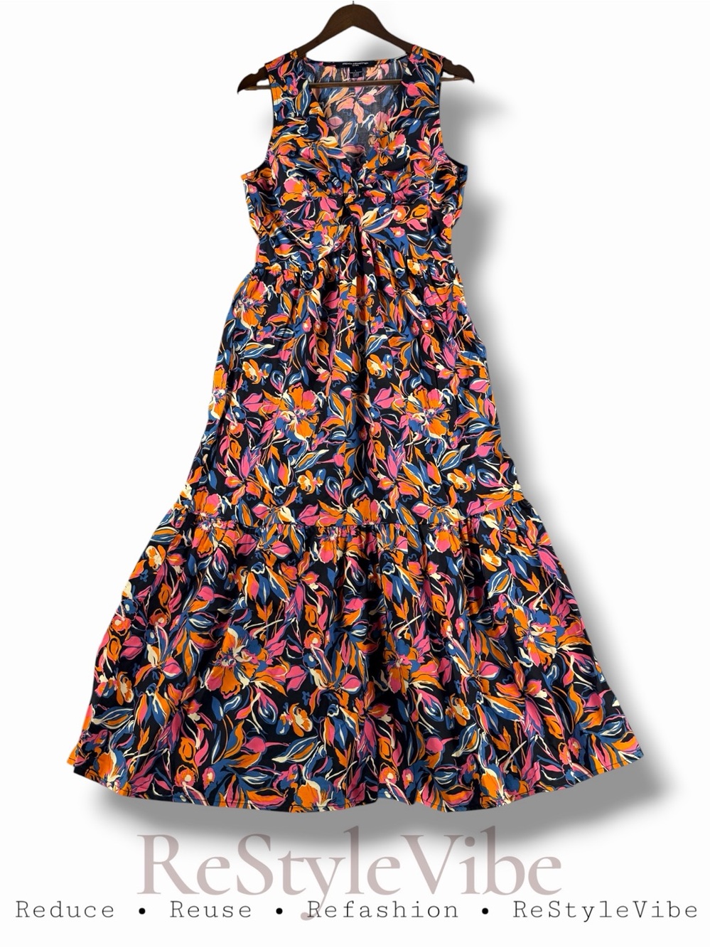 FRENCH CONNECTION Women’s Size XL Dress Maxi Twist Front Style Cotton NWT
